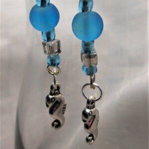 No 489 Handmade earrings with Tibetan silver seahorses charms